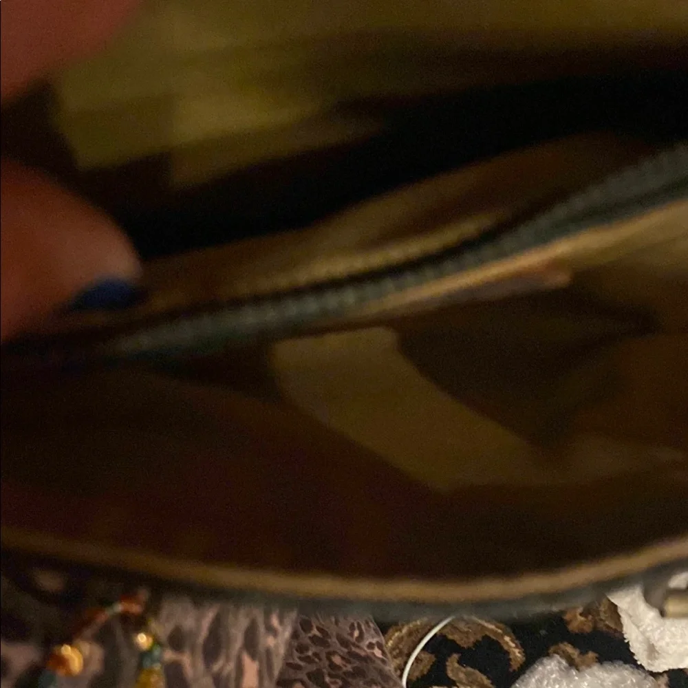 Ralph Lauren Green and Brown Messenger Bag with Leather Straps